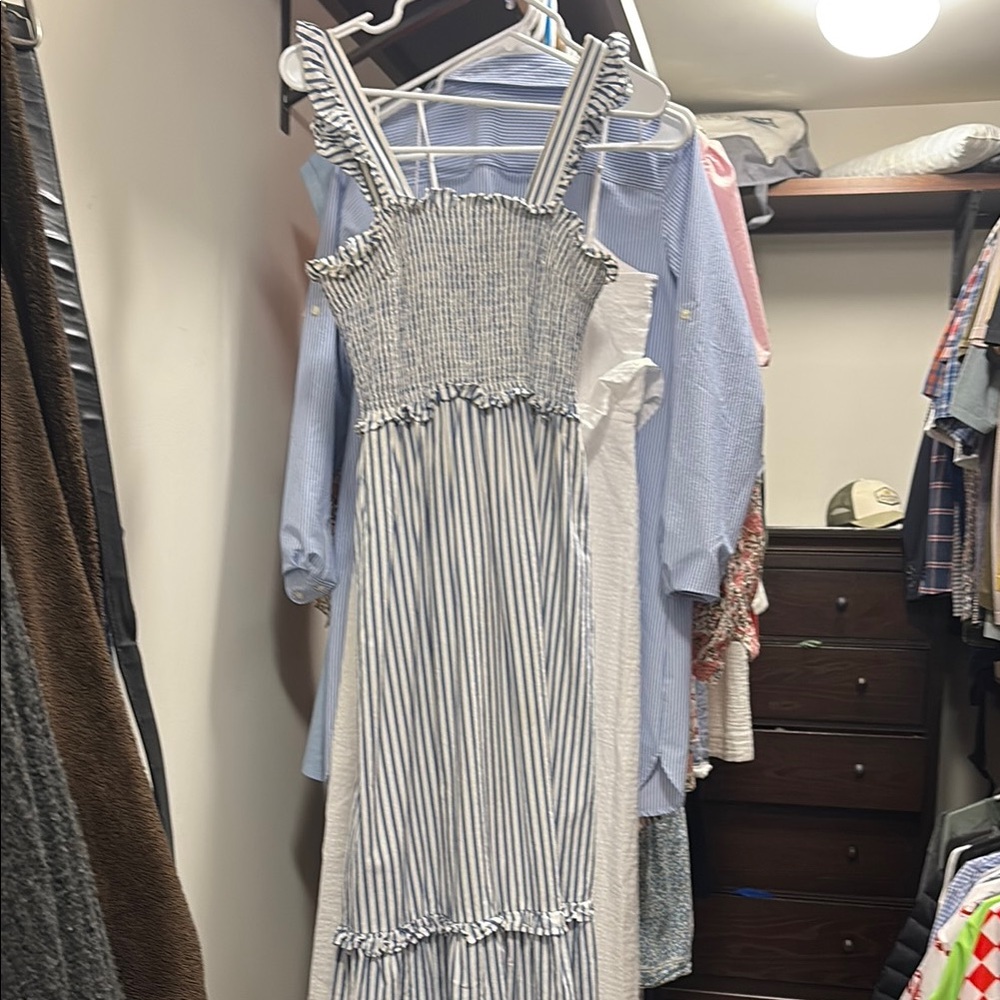 Draper James Blue and White Striped Dress
